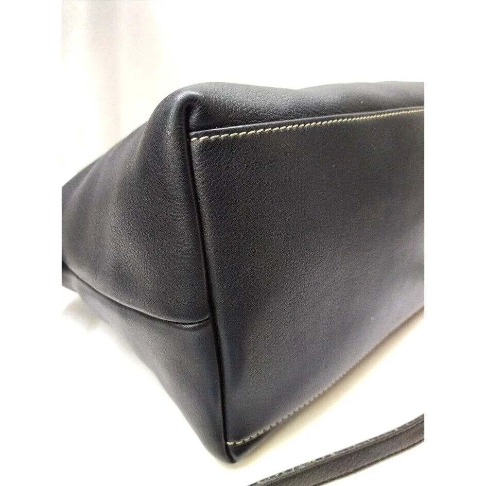 Dooney & Bourke Black Pebbled Leather Double Handles Zipper Satchel Bag